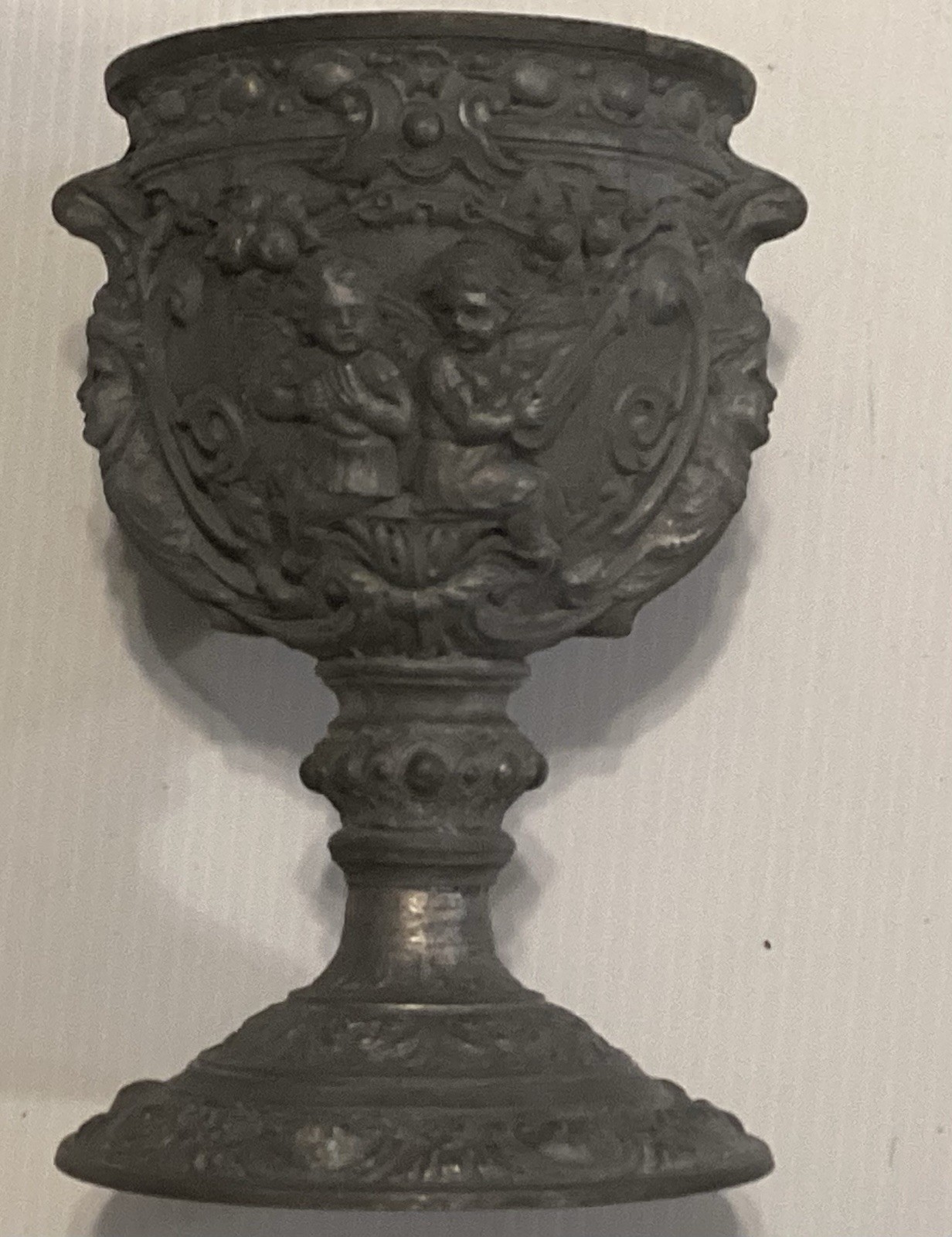 Victorian Style Cast Metal Ornate Urn Planter, 8-Inch Decor