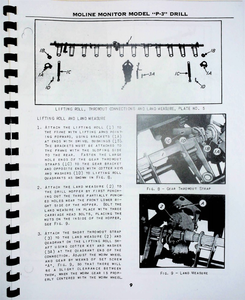 Minneapolis Moline P-3 Grain Drill Owners Operators Manual