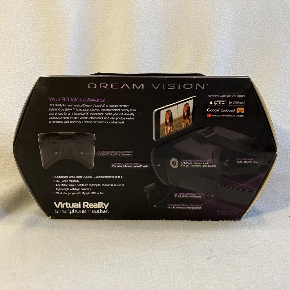 Tzumi Dream Vision Pro Virtual Reality Headset with Bluetooth - IOS Ready