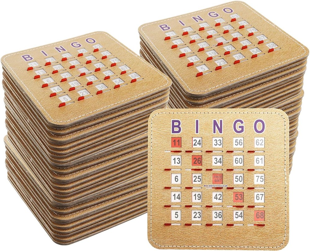 200-Pack Stitched Reusable Shutter Slide Bingo Cards with Shutter Clear Slider