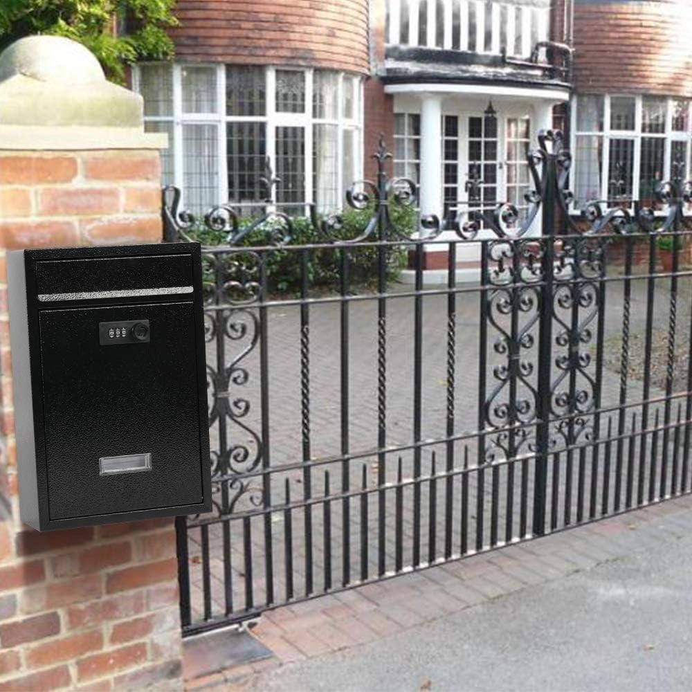 KYODOLED Locking Wall Mount Mailbox, 8.54‘’*3.35‘’*12.4‘’, Com-lock-black