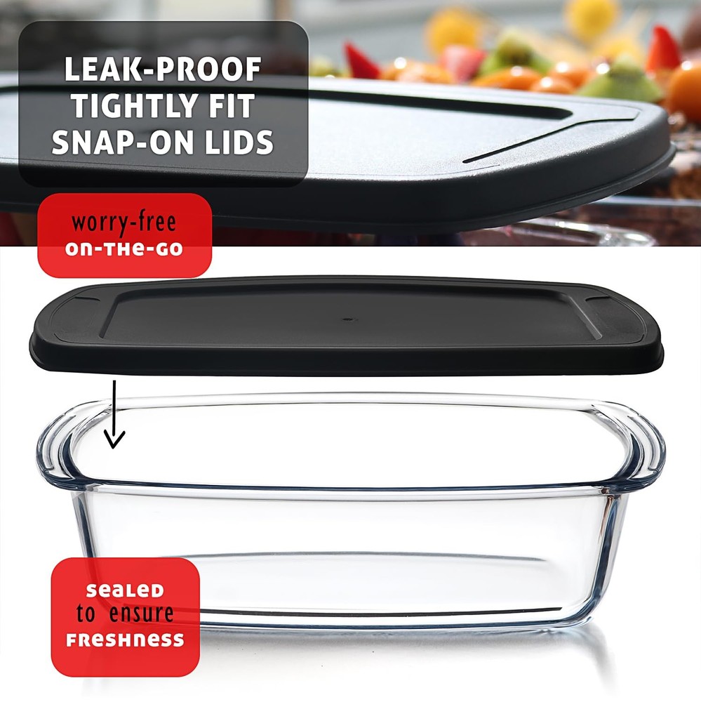 EATEX Glass Bread Pans for Homemade Bread Baking, 1.9 Quart Deep Rectangular ...