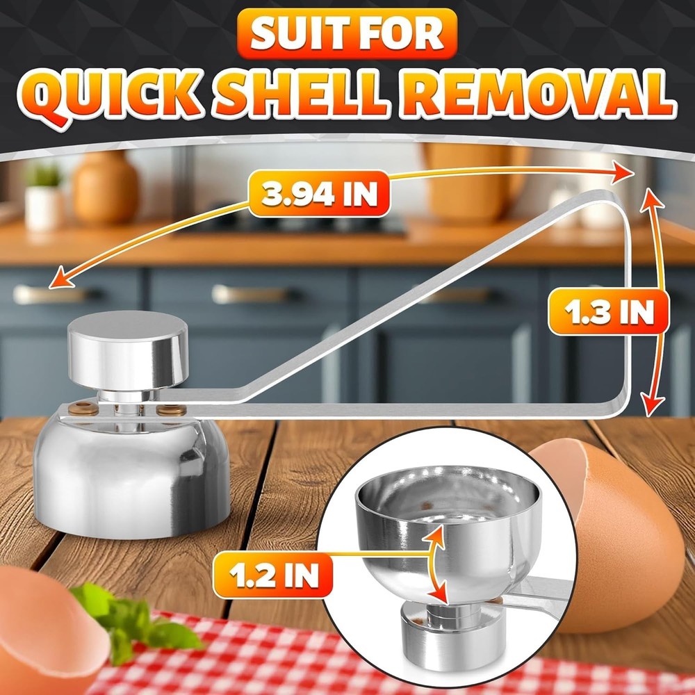 Compact Egg Cracker Tool for Clean Breakfast and Baking Prep - Silver Finish