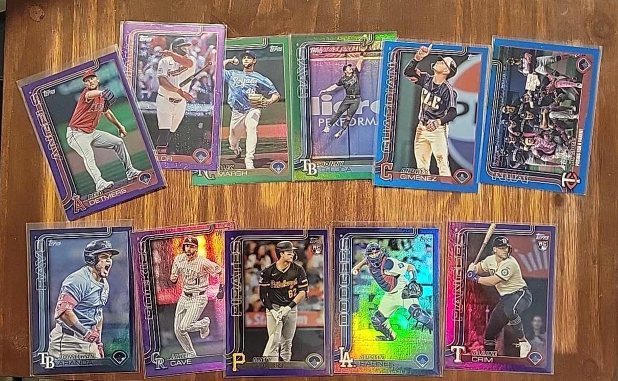 2025 Topps Lot Of 24 Serial Numbered Cards Including Gold Blue Green Purple