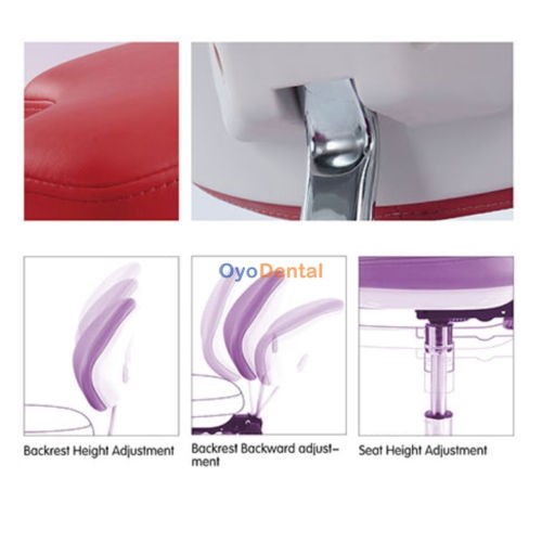 Mobile Dental Stool Adjustable Assistant Hygienist Stool with Back Support