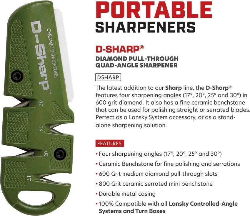 Lansky Multi-Angle D-Sharp For Knife Sharpening Ceramic Benchstone V-Grooves