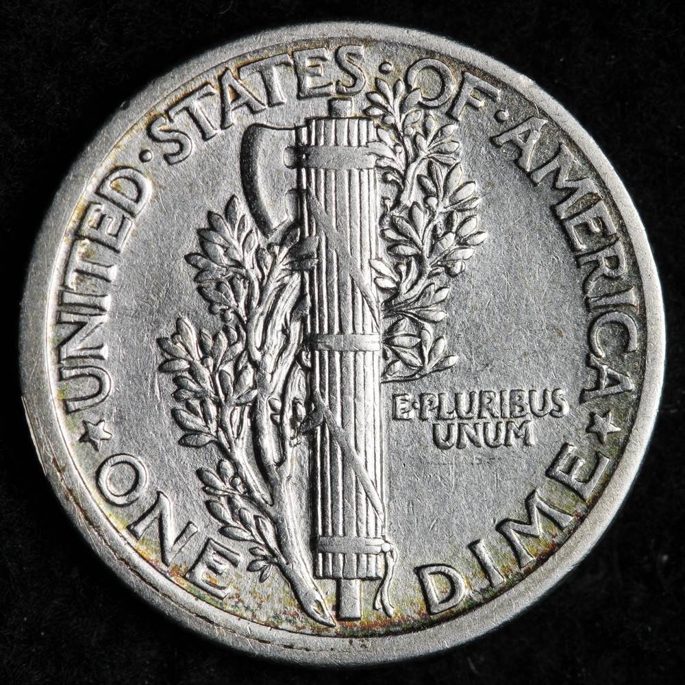 1917 Mercury Silver Dime AU E233 ZIP
