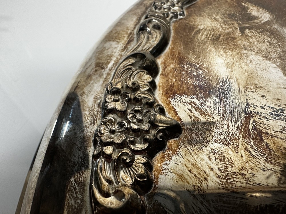 Poole Lancaster Rose Silverplate Oval Footed Vegetable Serving Bowl