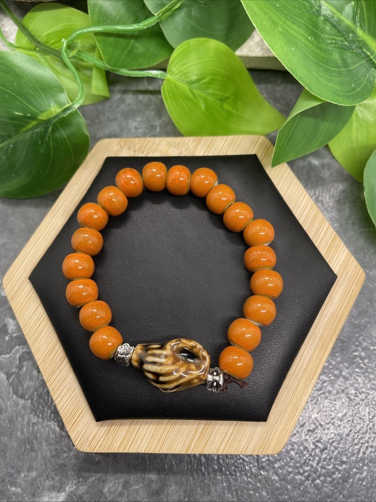 Handmade Ceramic Bead Beaded Stackable 6” Plus Stretch Bracelet New B248