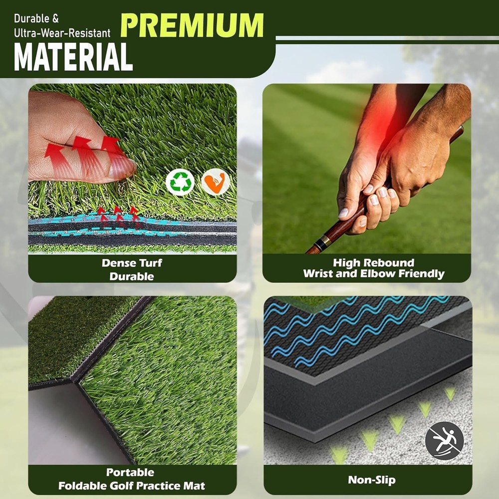 Golf Hitting Mat, Swing Path Feedback Golf Training Mat, 16"x12" Extra Replac...