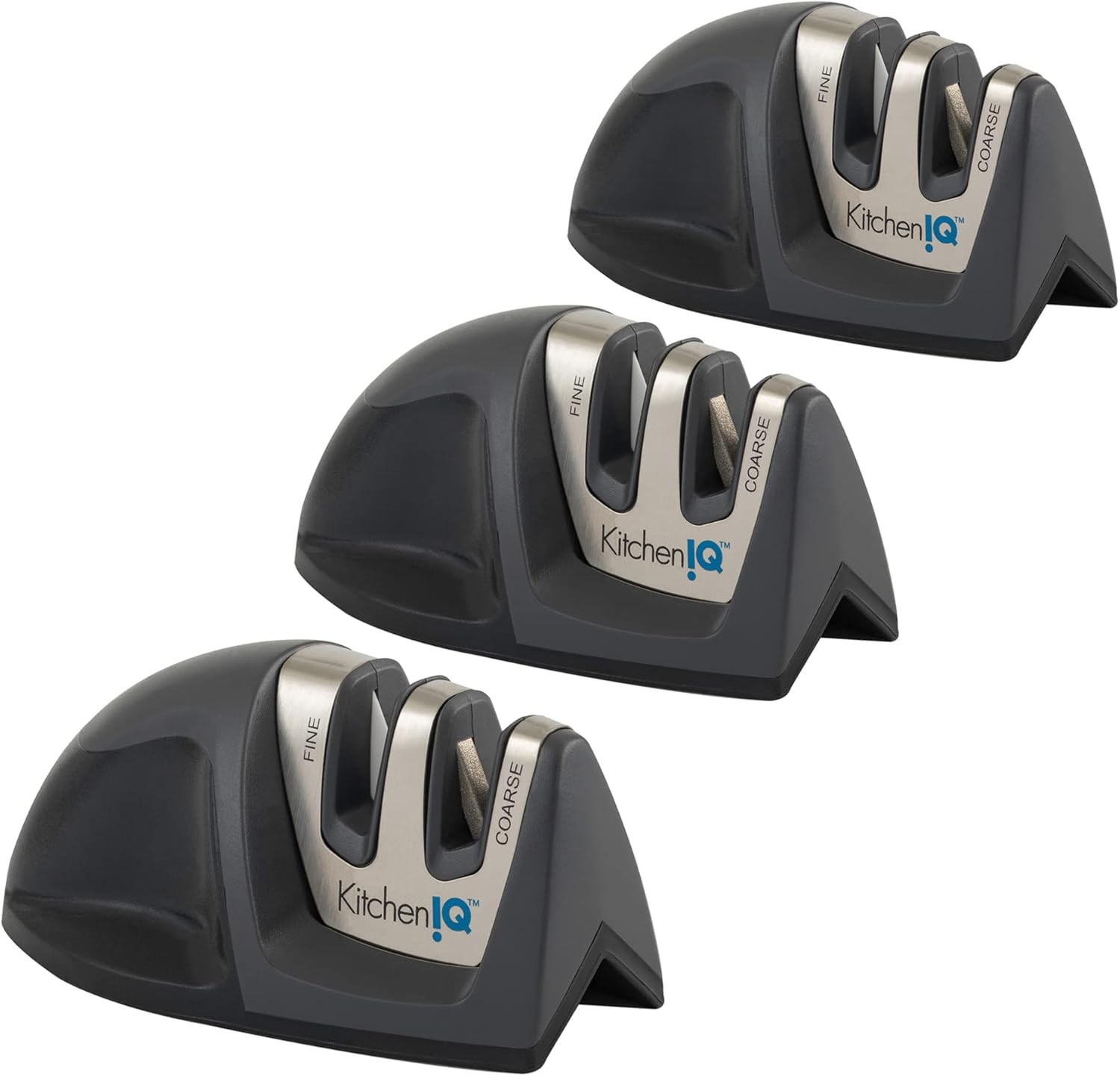 Smith's KitchenIQ Deluxe Diamond Edge Grip 2-Stage Knife Sharpener 3Pk Blk