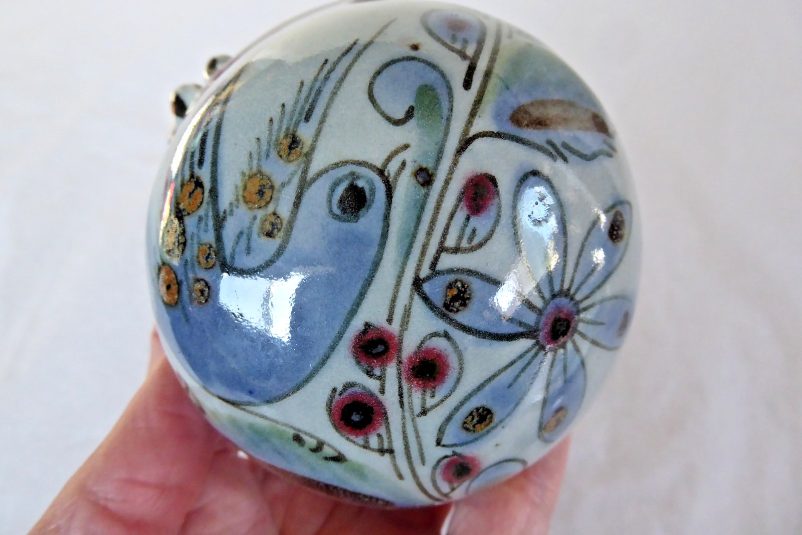 Fred & Barbara Meiers Vintage Hand Painted Ceramic Turtle Figurine Mexico KE 3.5