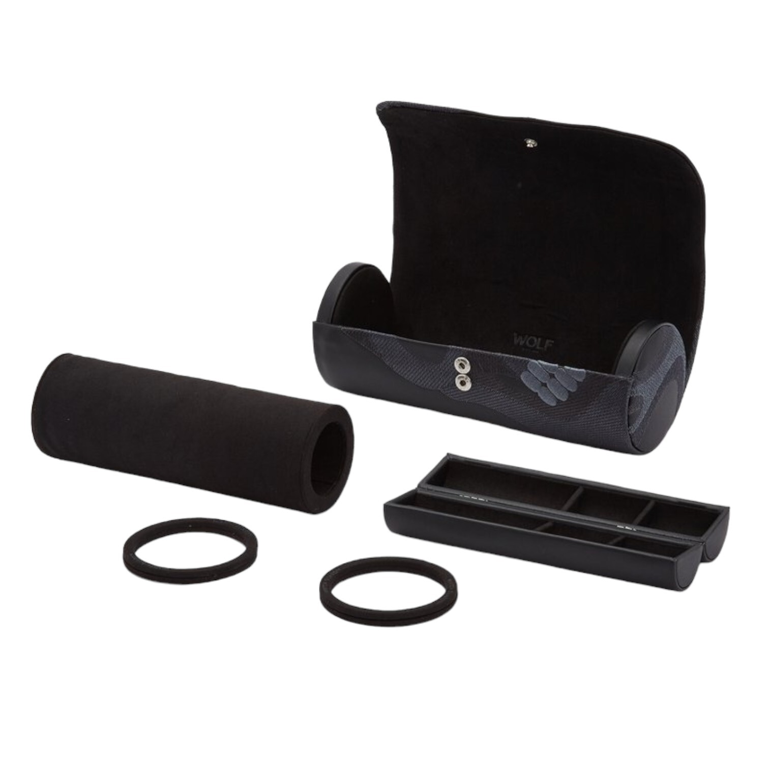 WOLF 493402 Memento Mori Triple Watch Roll in Black MSRP $279