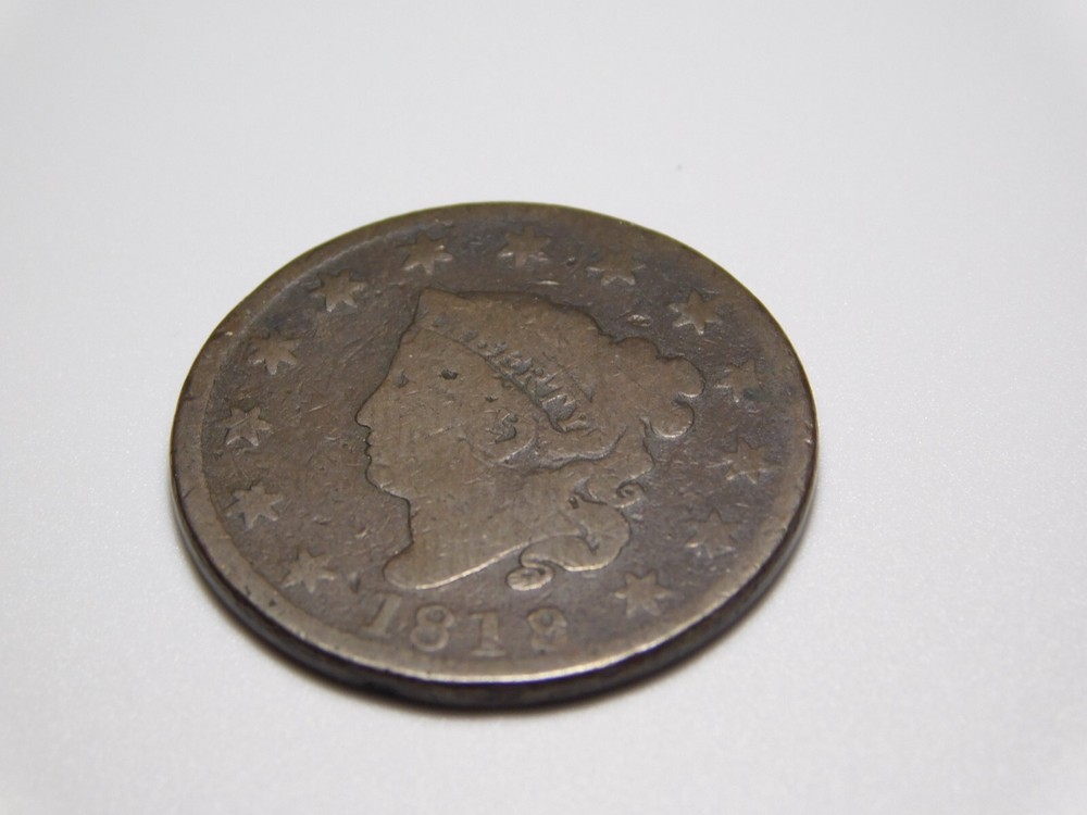 OLD US COPPER COINS 1819 CORONET HEAD LARGE CENT
