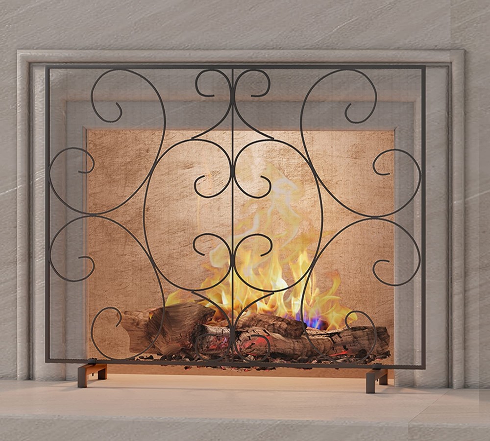 Kingson Single Panel Decorative Flat Fireplace Screen Cover Handcrafted Durab...