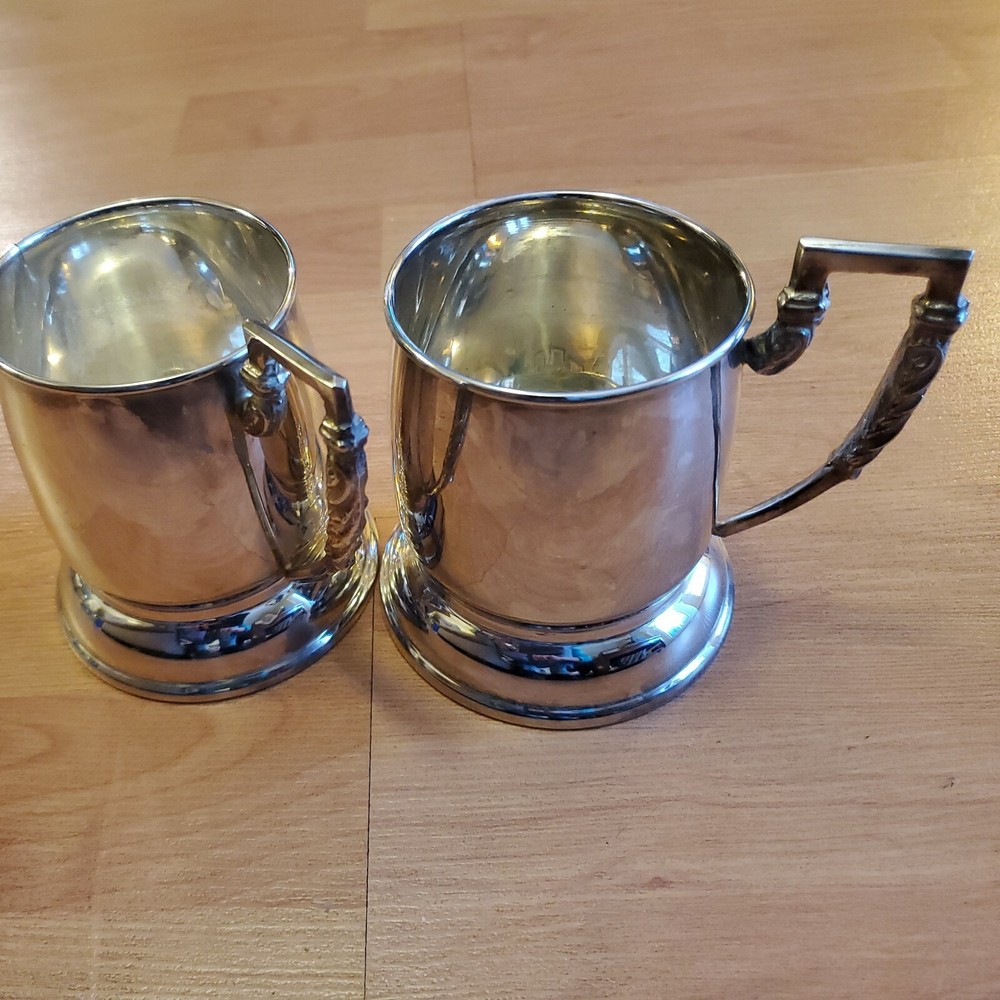 2 Silver Plated Decorative Tea Cup Holder E.P. Brass 4.75"