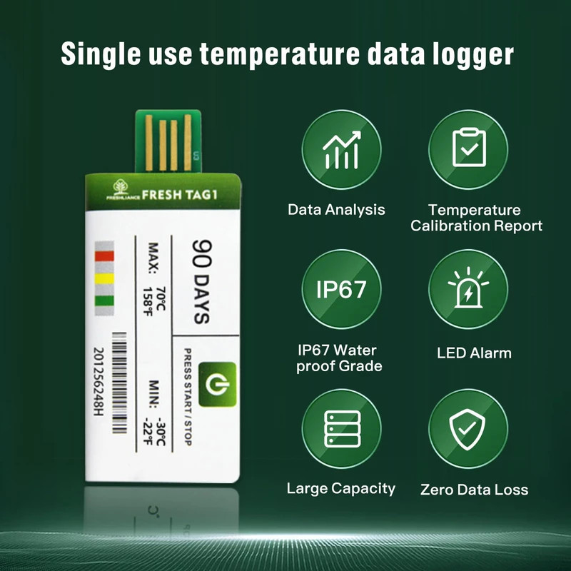 Freshliance 1pack Temperature Data Logger USB Disposable Temperature Recorder