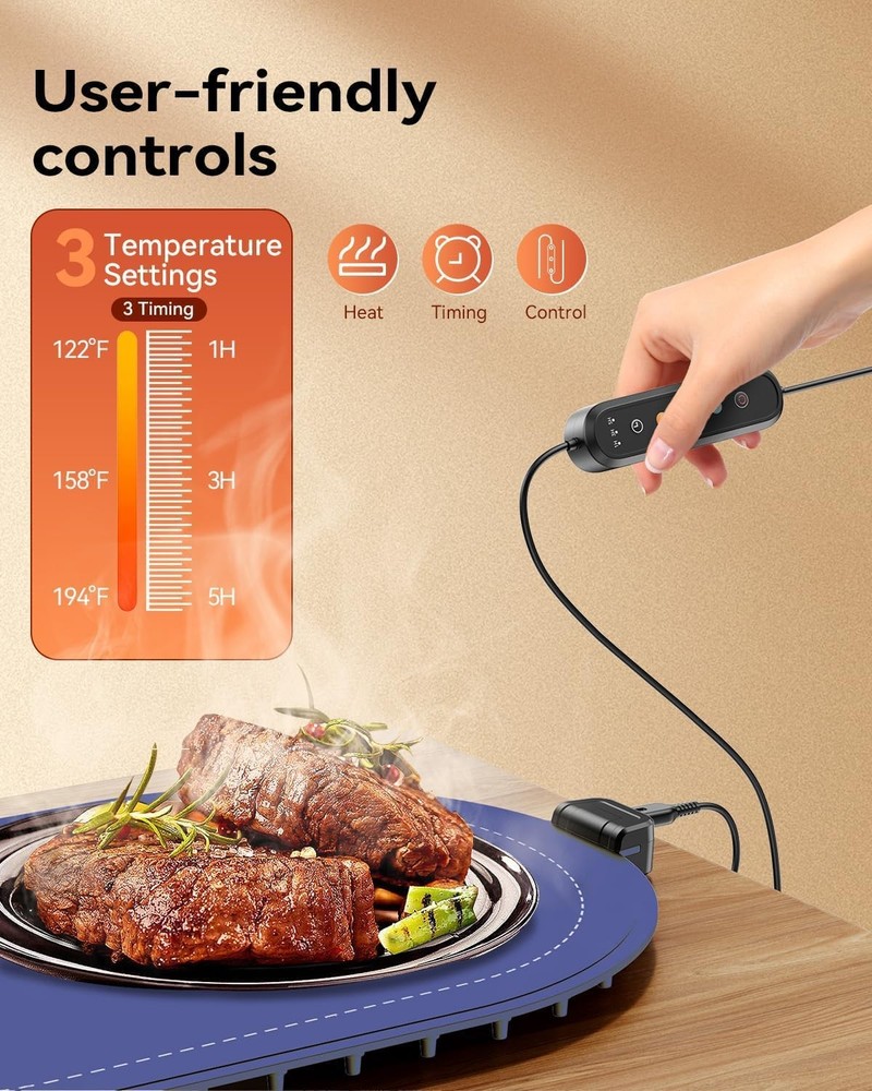 Food Warming Mat for Table & Buffet, Fast Heating Serving Tray Adjustable