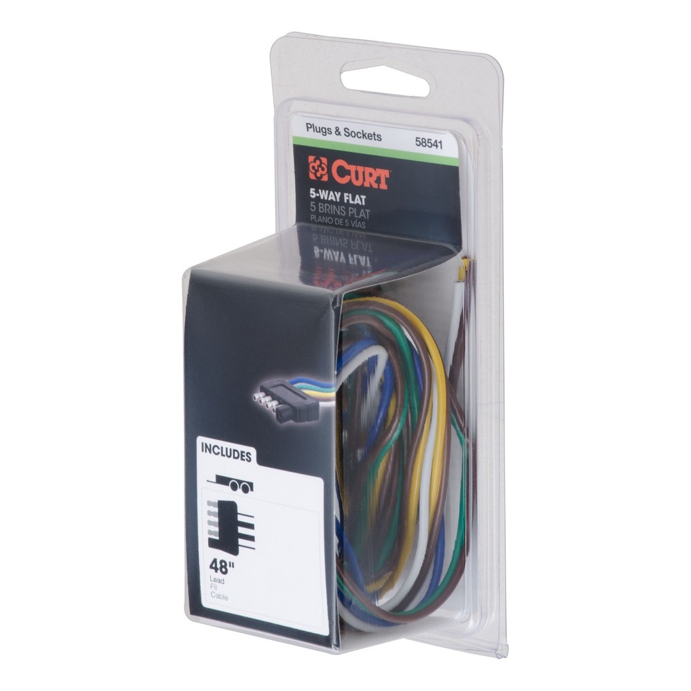 Curt 5-Way Flat Connector Plug with 48" Wires (Trailer Side, Packaged)