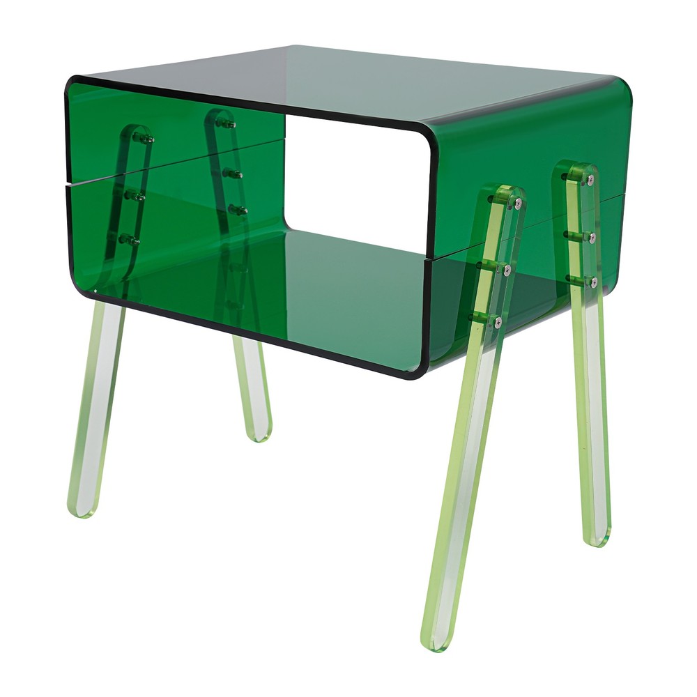 Acrylic Decorative End Table, 2-Tier Home Display Nightstand with Open Storage