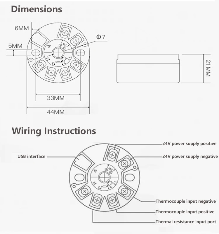Thermocouple Temperature Transmitter Programmable Output Head-mounted Converter