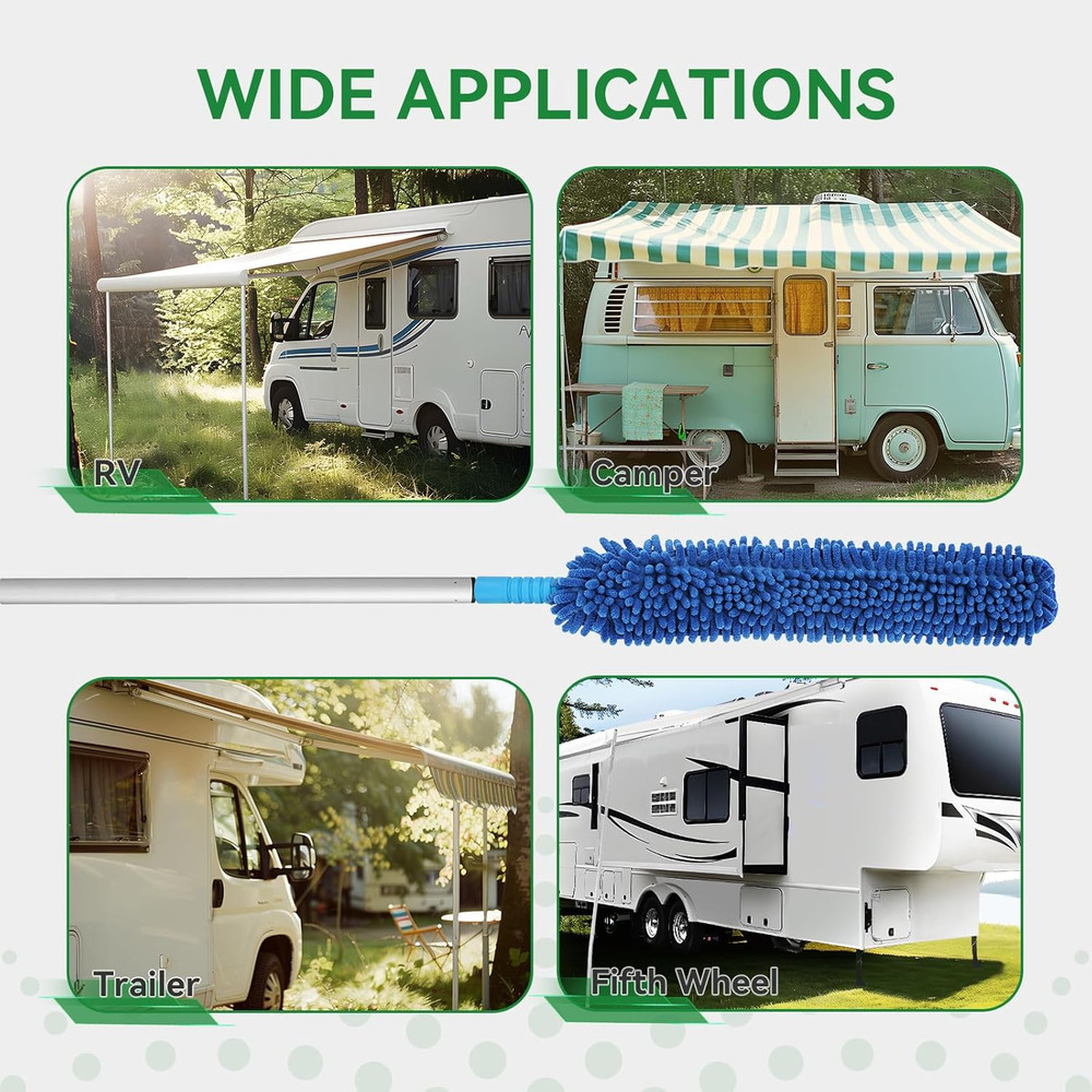 RV Awning Cleaner, Bendable Mop-Head, Hyper-Absorbent Pad, Extendable Pole, Non-