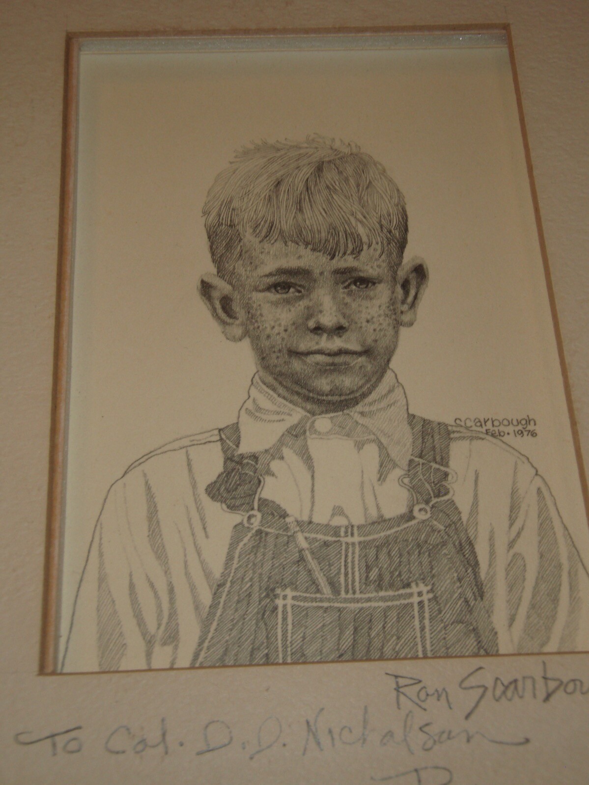 SIGNED vintage Ronald ron SCARBOUGH black american Artist Original DRAWING art