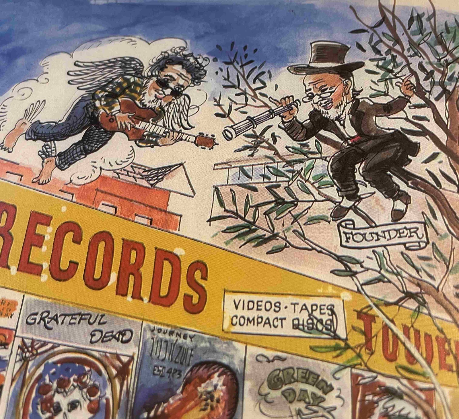 Tower Records San Fran Store 30th Poster by Justin Greene features SF Legends