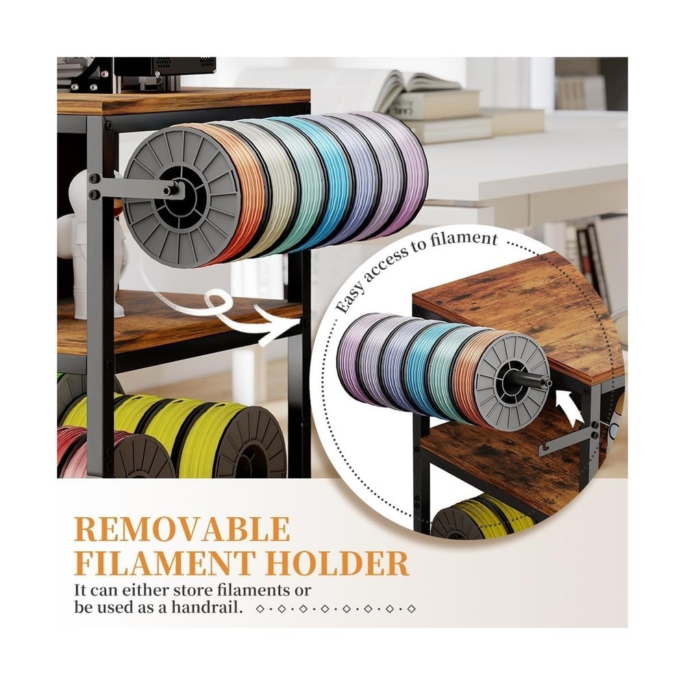 3D Printer Stand with Filaments Storage, Rolling 3D Printer Table Filament St...