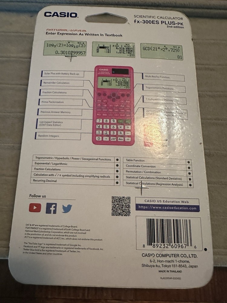 Casio Fx-300ES Plus/pk 2nd Addition pink calculator