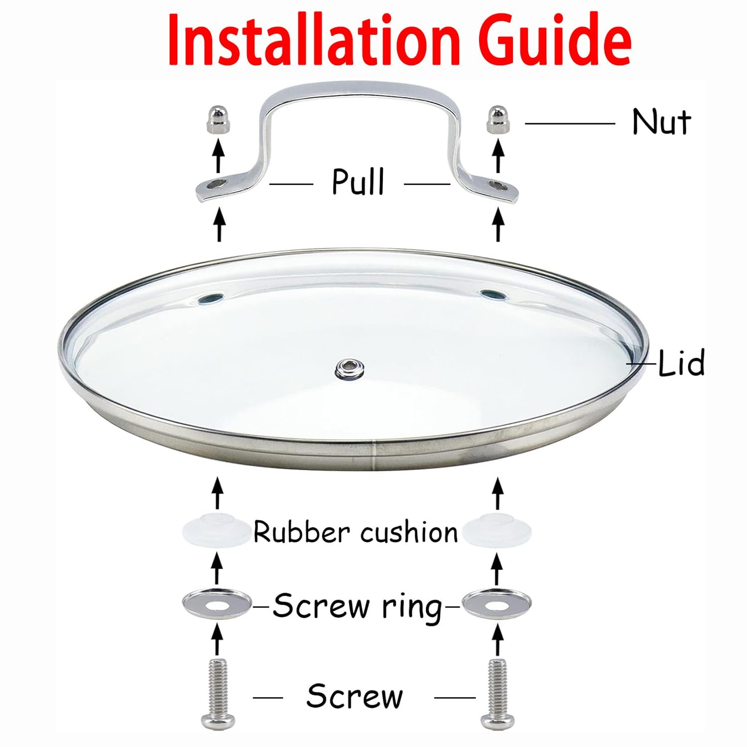 10 Inch Tempered Glass Pan Lid, 10" Glass Covers for Pots, Frying Pan, Pans and