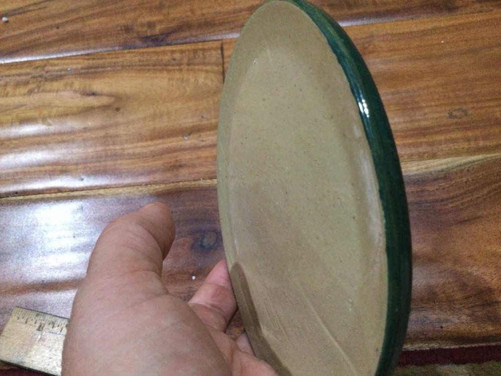 STUDIO POTTERY CERAMIC IRIS ROUND TILEWALL PLAQUES SMALL CANDLE TRIVET 5.5''