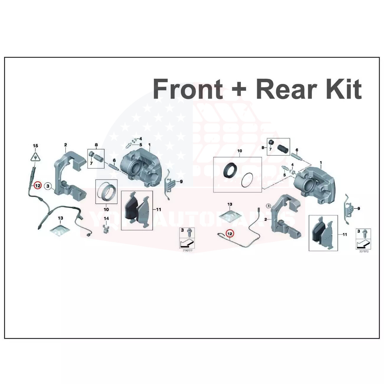 Brake Pad Wear Sensor Kit For BMW X5 X6 Front Rear 34356792567+ 34356854168