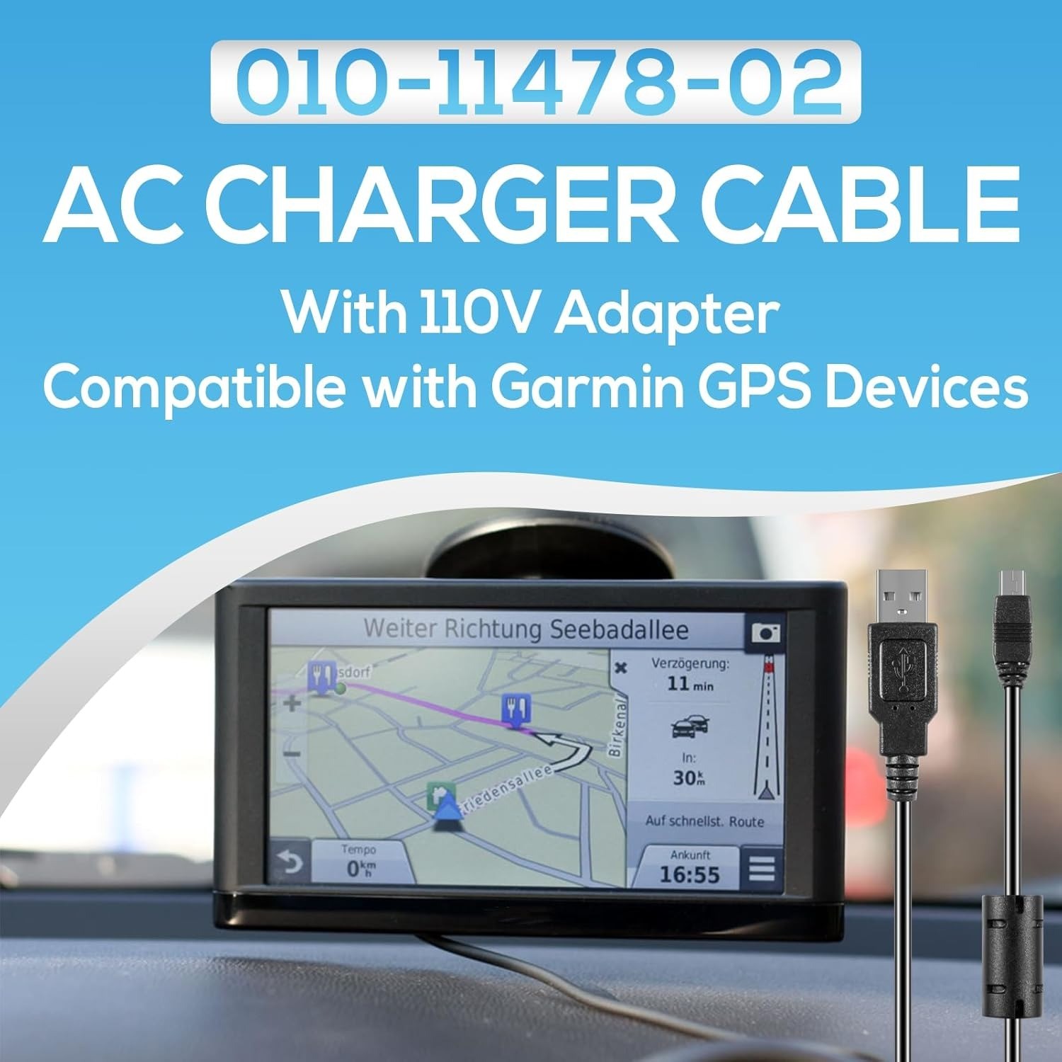 for Garmin 010-11478-02 GPS AC Adapter Charger Micro USB Power Cord Cable Kit