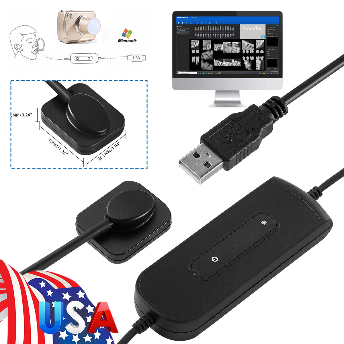 Woodpeckr Style Dental ray X Imaging System RVG Digital Ray X Sensor Size #1.0