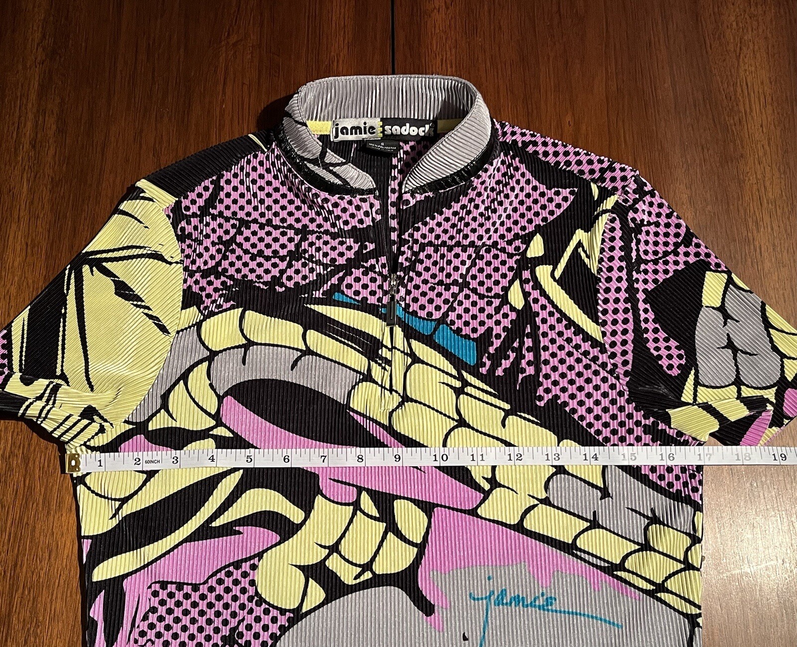 JAMIE SADOCK 1/4 Zip Short Sleeve Crinkle Ribbed Golf Top Shirt Size Small