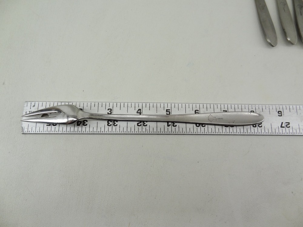 6 Mid Century Modern Elegance Stainless Germany 2 Prong Fork Starburst Flatware