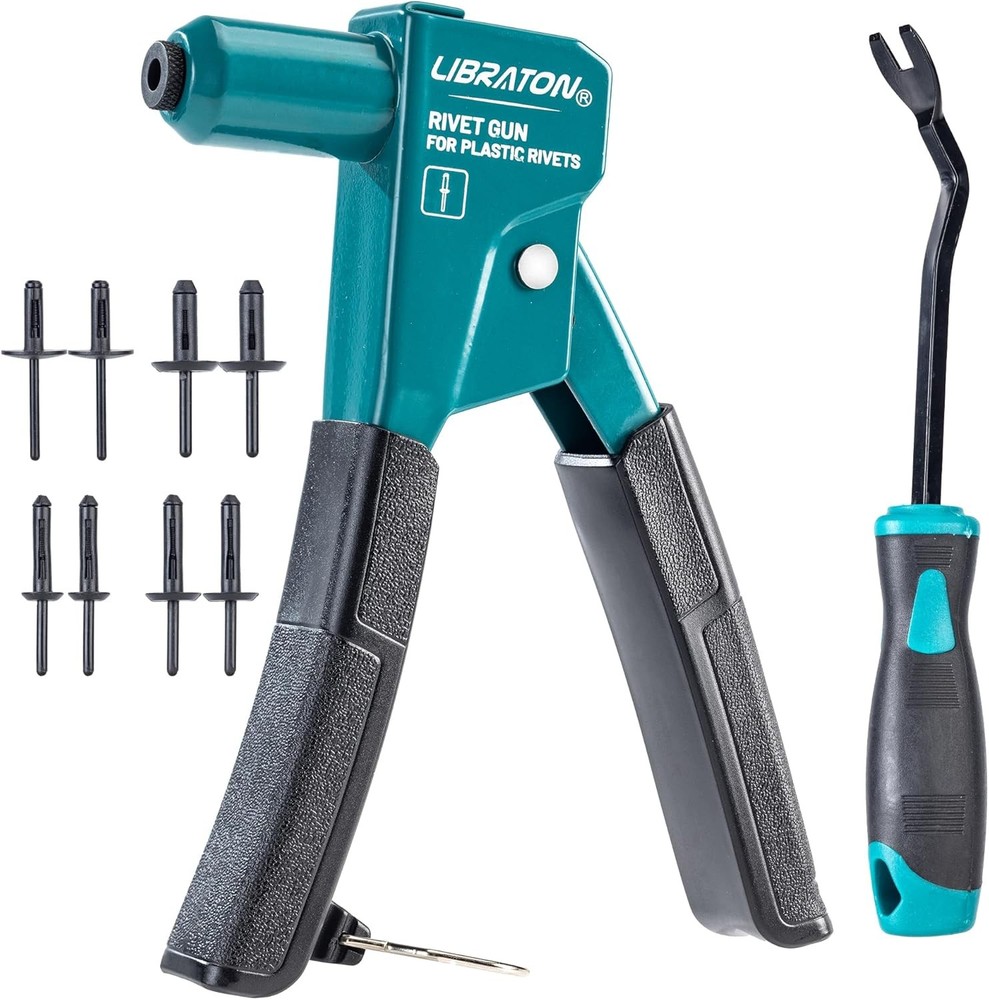 90 Degree Plastic Rivet Gun Kit with 40 Nylon Rivets Universal