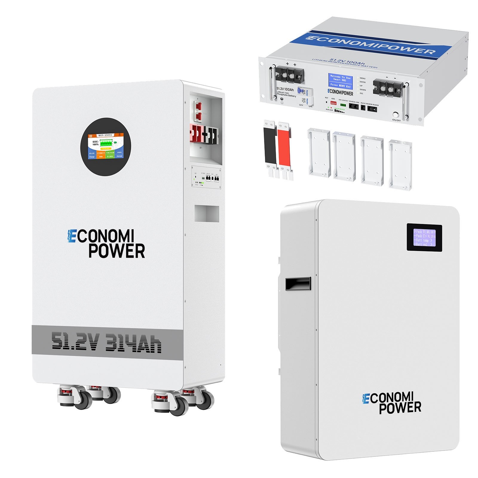 48V 100/205/314Ah LiFePO4 Lithium Battery Bluetooth BMS For Home Solar RV Backup