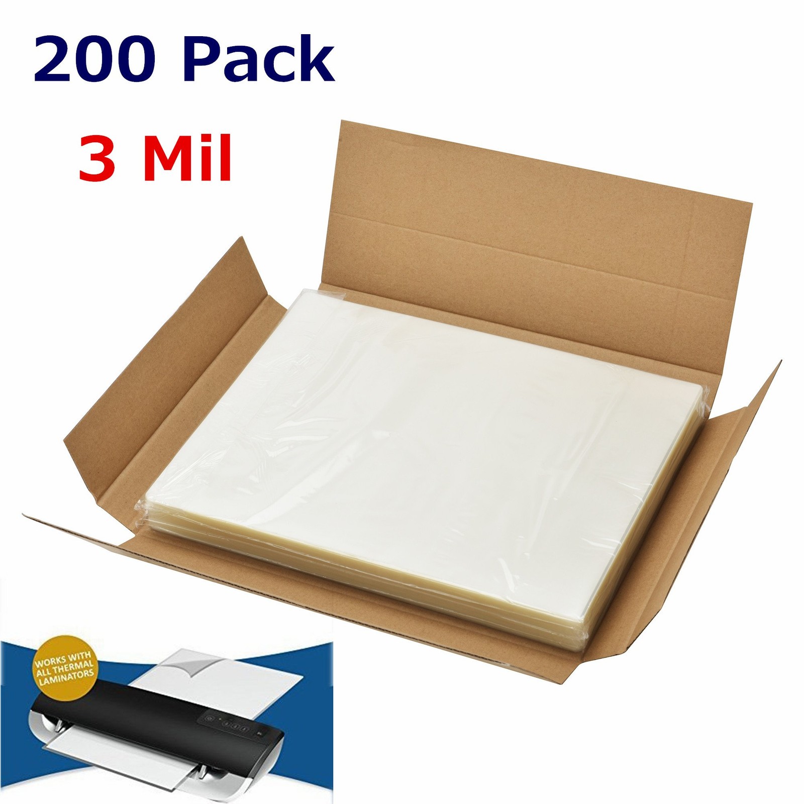 3 Mil Letter Size Thermal Laminator Laminating Pouches 200 Qty - 9 x 11.5 Sheets