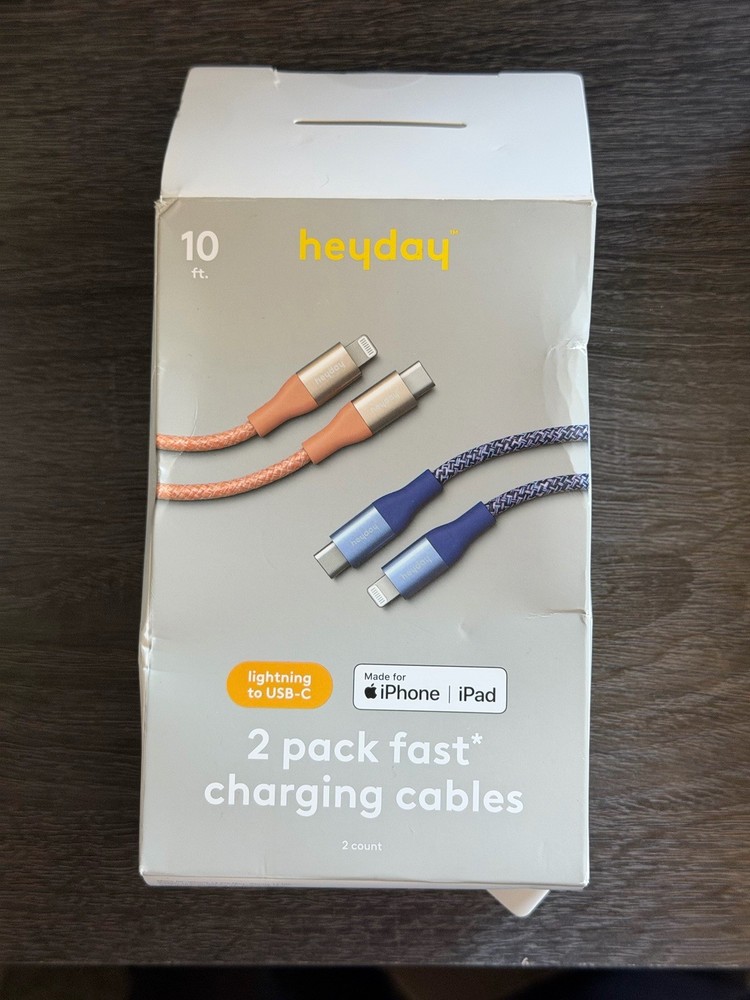 Heyday 2 Pack 10 ft Fast Charging Cable USB- C To Lighting MFI Certified