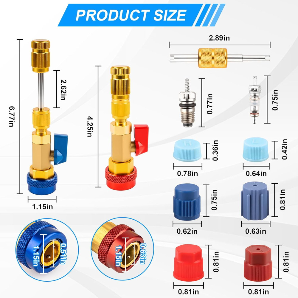 31 PCS Professional AC Valve Core Removal Tool R134A Refrigerant Systems Quick