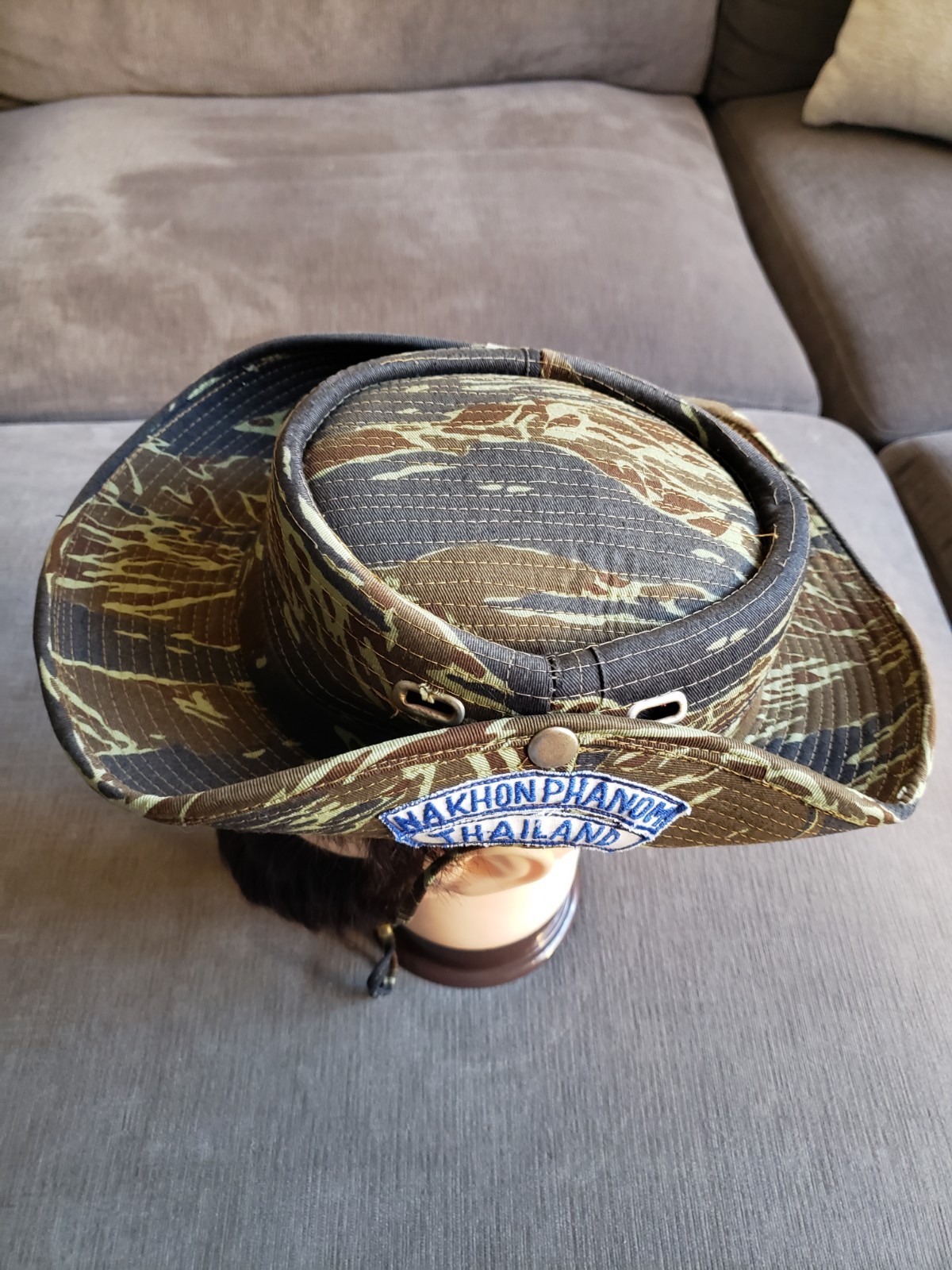 RARE! Vintage Vietnam War Era Nakhon Phanom Thailand Tiger Camo Boonie Bush Hat