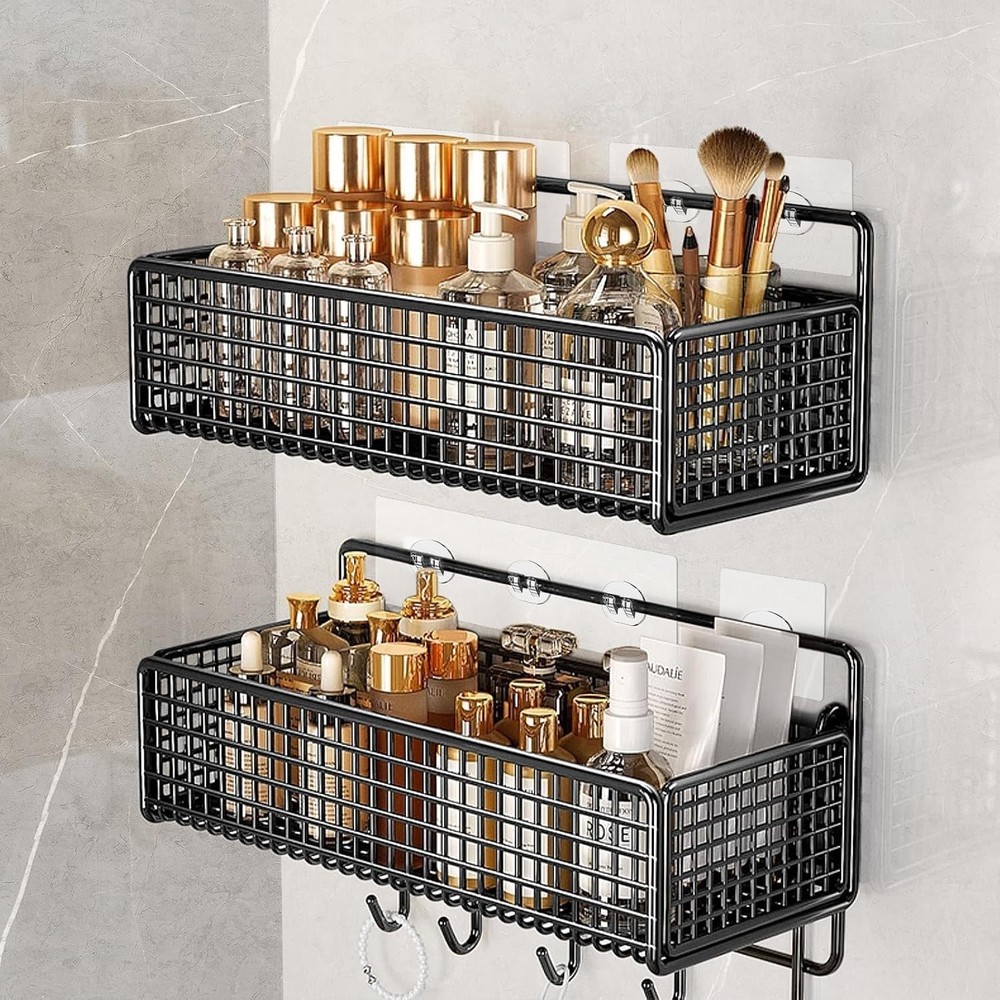 12 Pack Shower Caddy Adhesive Hooks Strong Replacement for Shelves & Racks