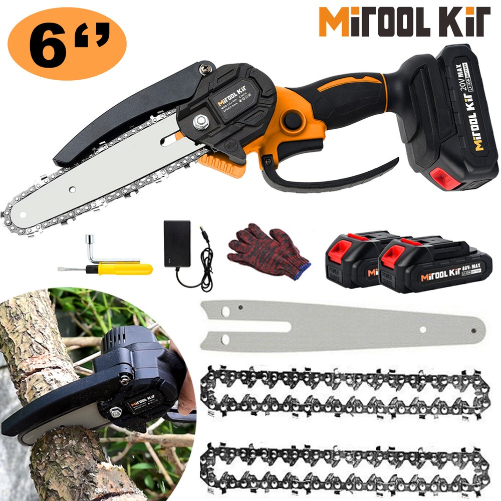 2 Battery Mini Electric Chain Saws Cordless Handheld Portable Small Chainsaw