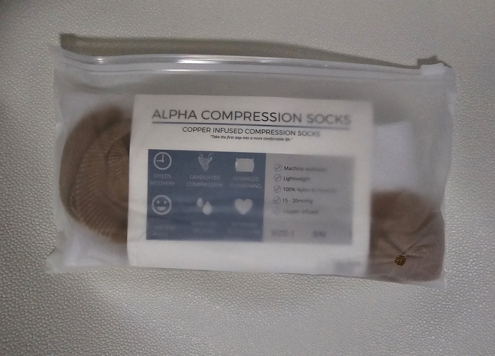 Alpha Sole - Knee High White + Copper Compression Socks