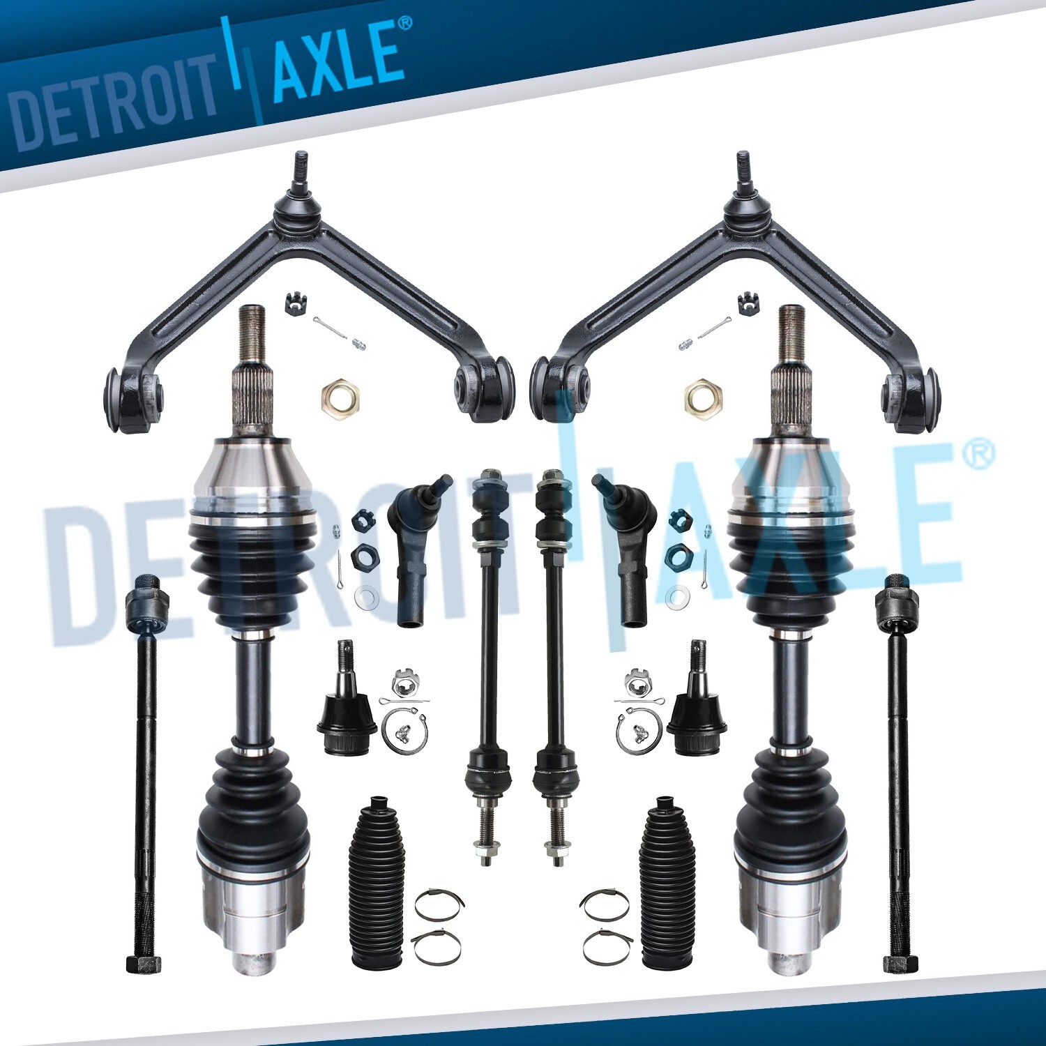 4WD 14pc Front CV Axle Upper Control Arms Tie Rods for 2002-2005 Dodge Ram 1500