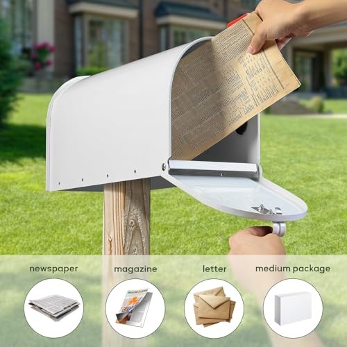 Mail Boxes for House Outside, Mailboxes for Outside, Galvanized Steel White