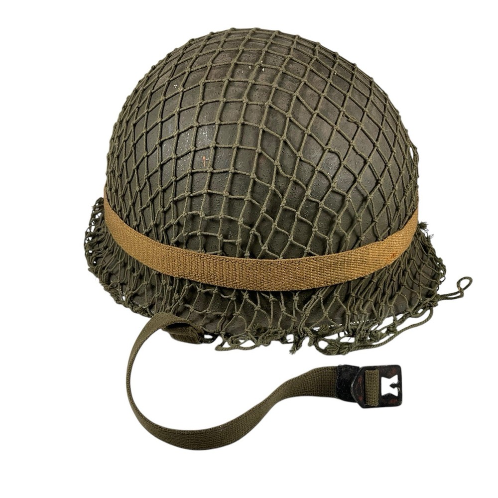 ORIGINAL WWII US ARMY M1 HELMET SHELL, Netted Wrap & strap§