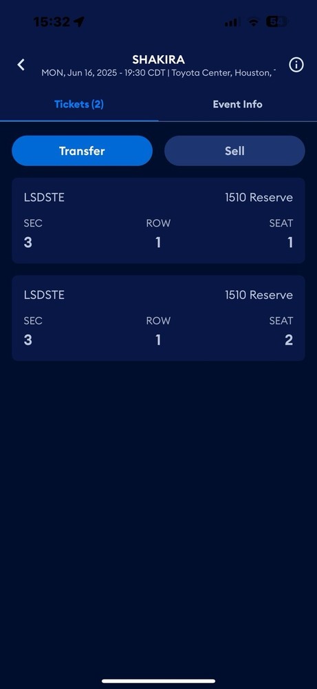 2 Shakira Tickets Houston